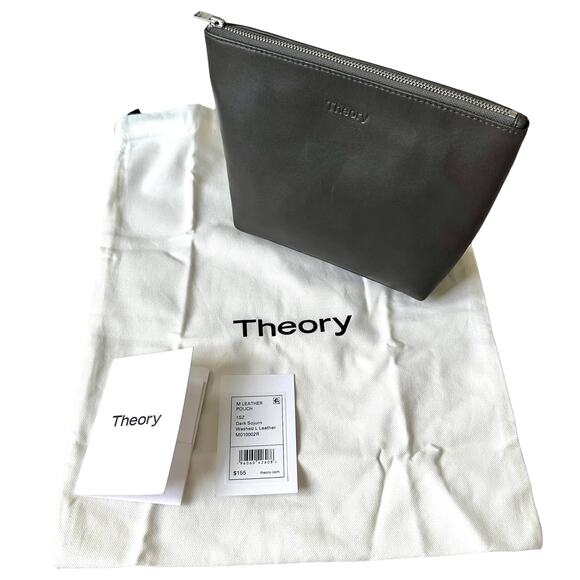 NWT Theory Dark Sojourn Washed Leather Pouch/Clutch